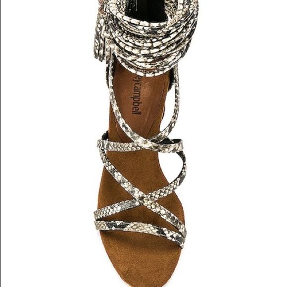 NEW Jeffrey Campbell Tan Python Despina Chunky Heeled Tassel Sandals Size 8.5 - Picture 5 of 6